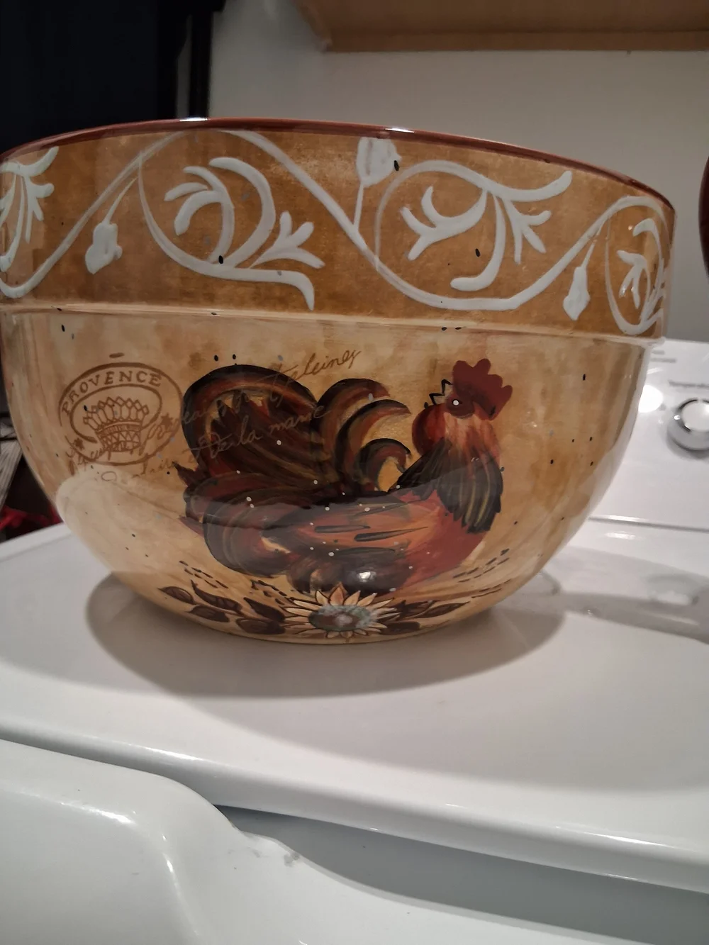 Certified International Rooster Ceramic Mixing Bowl - Brown & Cream